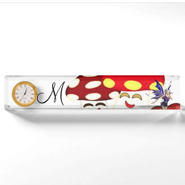 Sunflower Mushroom Fairy Desk Nameplate (Front)