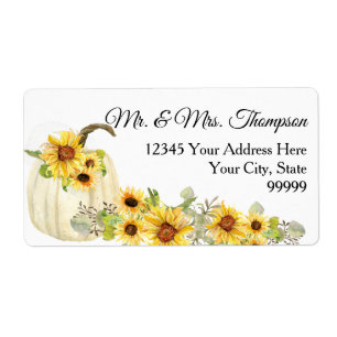 Sunflower Mustard Floral Watercolor White Pumpkin