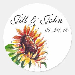 Sunflower Names Date Wedding Favour Stickers