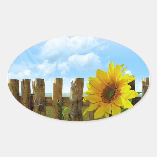 Sunflower Nature Beauty Oval Sticker (Front)