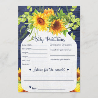 Sunflower Navy Baby Predictions and Advice Card