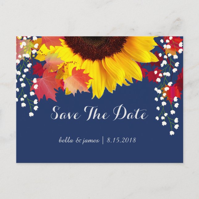 Sunflower Navy Blue Enregistrer Les Cartes De Date (Devant)