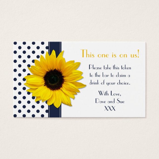 Sunflower Navy Blue Polka Dot Drink Bicket Toket (Devant)