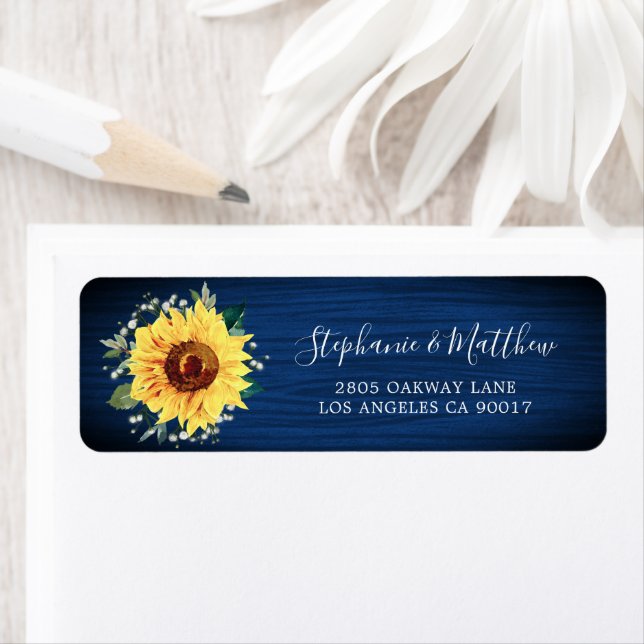 Sunflower Navy Blue Wood Adresse (En situation)