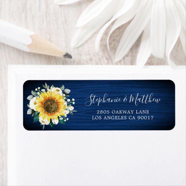 Sunflower Navy Blue Wood Adresse (En situation)