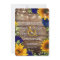 Sunflower & Navy Roses Rustic Wood Lights Invite