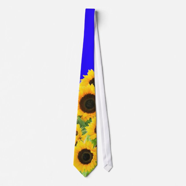 Sunflower Neck Tie Ukrainian Flag Support Ukraine (Front)