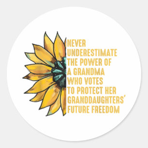 Sunflower Never Underestimate The Power Of Grandma Classic Round Sticker