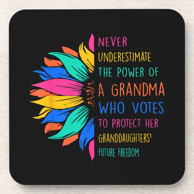 Sunflower Never Underestimate The Power Of Grandma Coaster (Front)