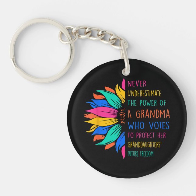 Sunflower Never Underestimate The Power Of Grandma Keychain (Front)