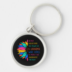 Sunflower Never Underestimate The Power Of Grandma Keychain