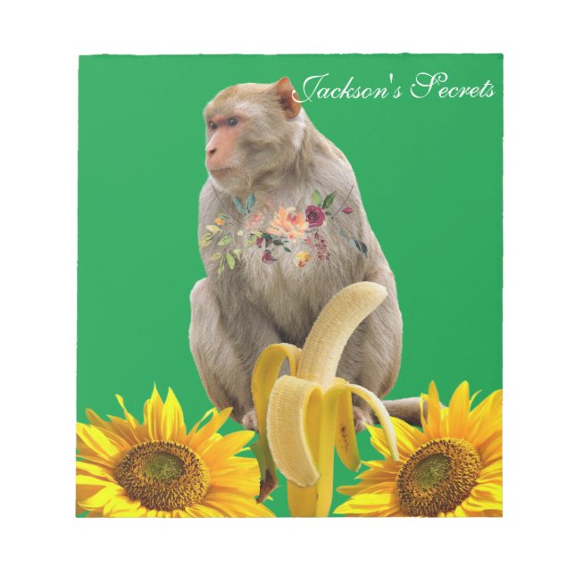 Sunflower Notepads, Monkey Floral Notepad (Front)