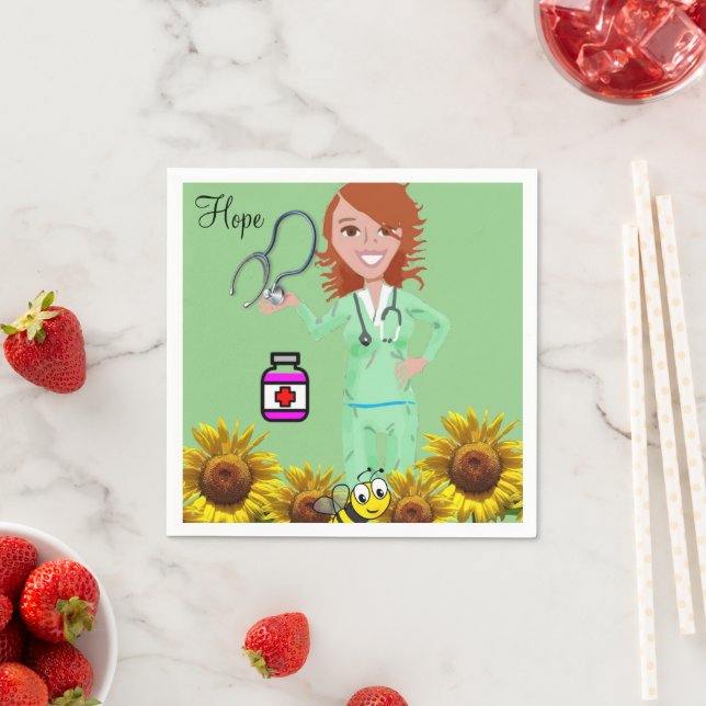 Sunflower Nurse Paper Napkins (Insitu)