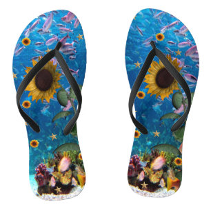 Sunflower Ocean Fish Flip Flops