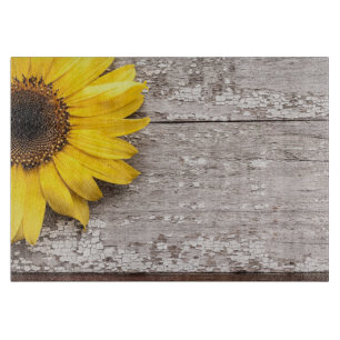 Sunflower on a Wooden Table Cutting Board