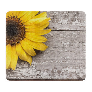 Sunflower on a Wooden Table Cutting Board