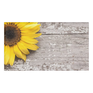 Sunflower on a Wooden Table Name Tag