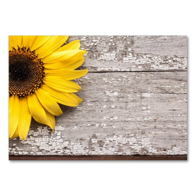 Sunflower on a Wooden Table Table Number (Front)