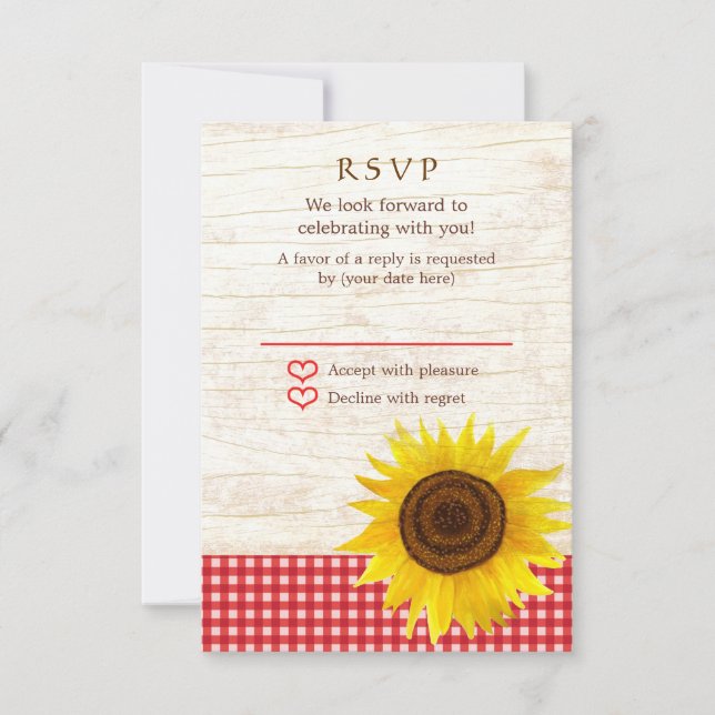 Sunflower on Birch Bark Rustic Country Wedding RSVP Card (Front)