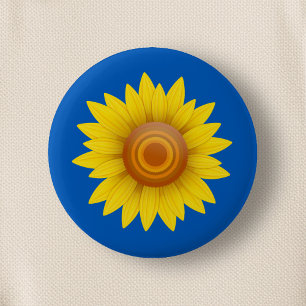 Sunflower on Blue 2 Inch Round Button
