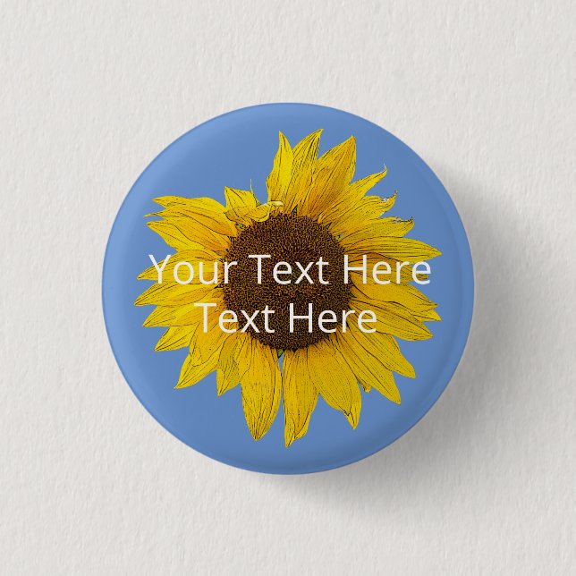 Sunflower on Blue Background Custom 1 Inch Round Button (Front)