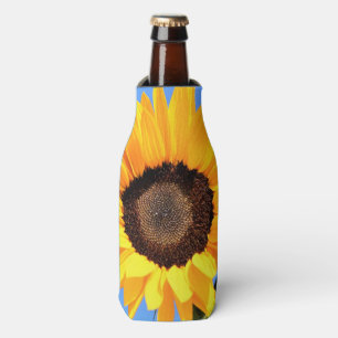 Sunflower On Blue Sky Bottle Cooler Summer Time