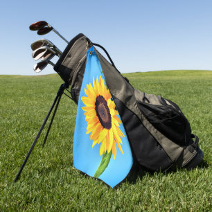 Sunflower on Blue Sky Golf Towel