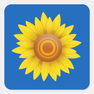 Sunflower on Blue Square Sticker