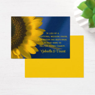 Sunflower on Blue Wedding Charity Favour Card