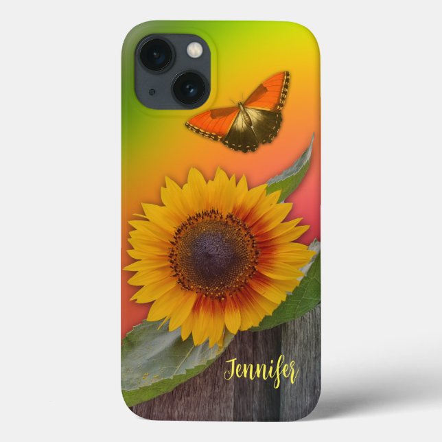 Sunflower on colourful background and custom name Case-Mate iPhone case (Back)