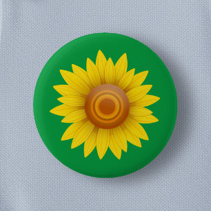 Sunflower on Green 2 Inch Round Button