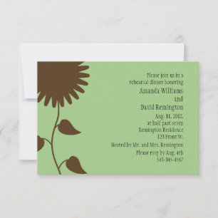 Sunflower on Green Rehearsal Dinner Invitation