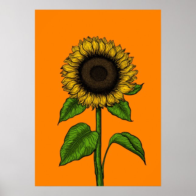 Sunflower on orange poster (Front)