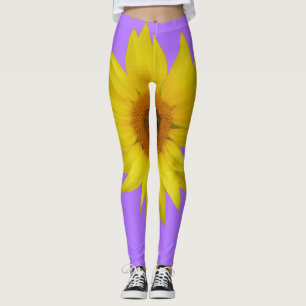 Sunflower on purple leggings