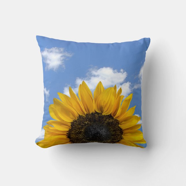 sunflower on summer sky throw pillow (Front)
