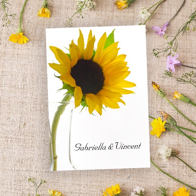 Sunflower on White Wedding Flat Note Cards (Creator Uploaded)