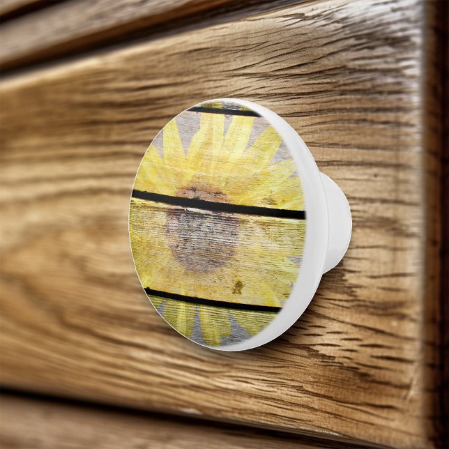 Sunflower On Wood Ceramic Knob (Creator Uploaded)