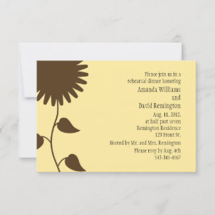 Sunflower on Yellow Rehearsal Dinner Invitation