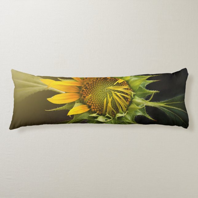 Sunflower Opening in Full Bloom Body Pillow (Front)