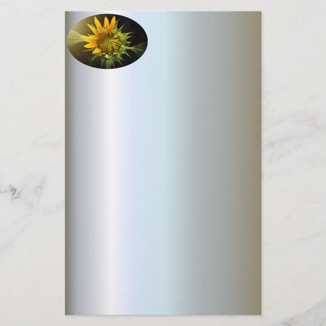 Sunflower Opening in Full Bloom Stationery (Front)