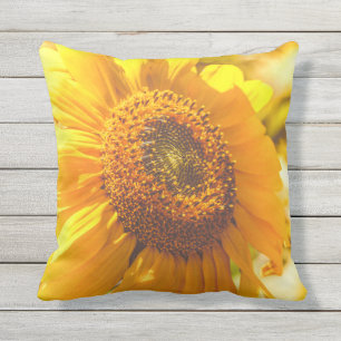 Sunflower Orange Flower Outdoor Pillow