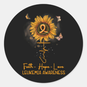 Sunflower Orange Ribbon Christian Leukaemia Awaren Classic Round Sticker
