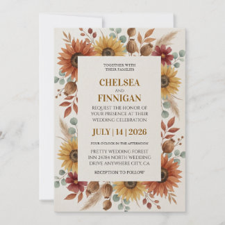 Sunflower Outdoor Chic Fall Invitation