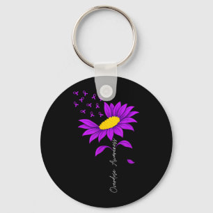 Sunflower Overdose Awareness Support Purple End Keychain