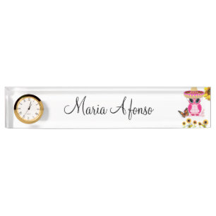 Sunflower Owl Desk Nameplate