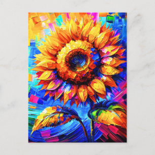 Sunflower Painting Vivid Colours Sunflower Power Postcard