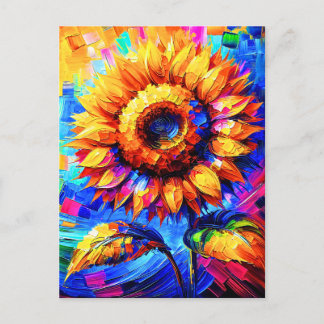 Sunflower Painting Vivid Colours Sunflower Power  Postcard