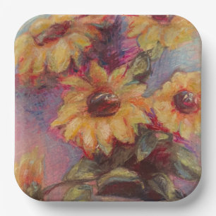 Sunflower Paper Plate by Barbara Hirsch