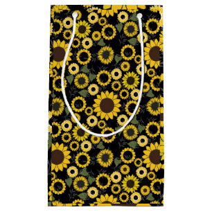 Sunflower pattern A01.b Black BG Small Gift Bag