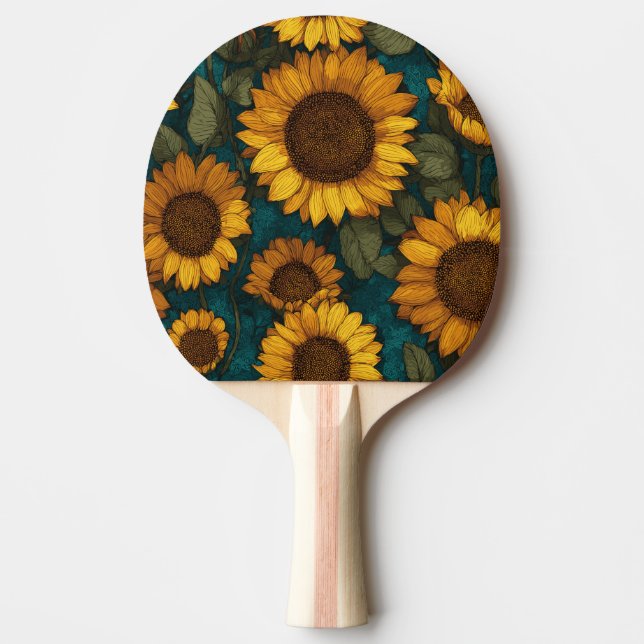 Sunflower Pattern – Cheerful Floral Style Ping Pong Paddle (Front)